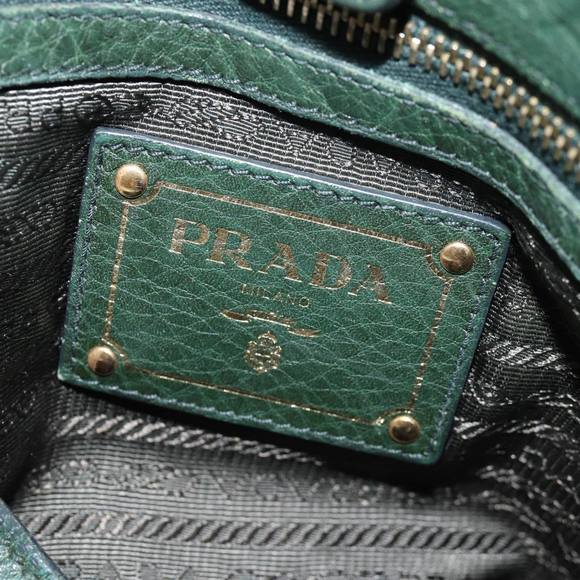 PRADA Tote Bag Leather 2way Khaki Auth bs15124 - Picture 16 of 16